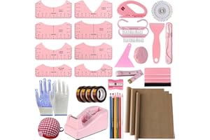 XEUZK Sublimation Shirts Tool Pink Kit With 8T Shirt rulers, 3Pack Teflon Sheet for Heat Press 12 x 16in, Heat Resistant Gloves & Silicone Bumps, 4Rolls Heat Resistant Tape& Tape Dispenser Sublimation