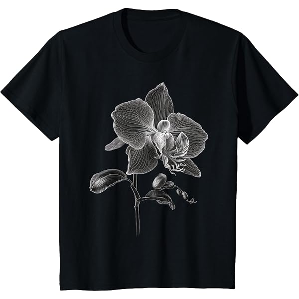 Amazon.com: Simple Orchid Flower on Black and White Orchid T-Shirt