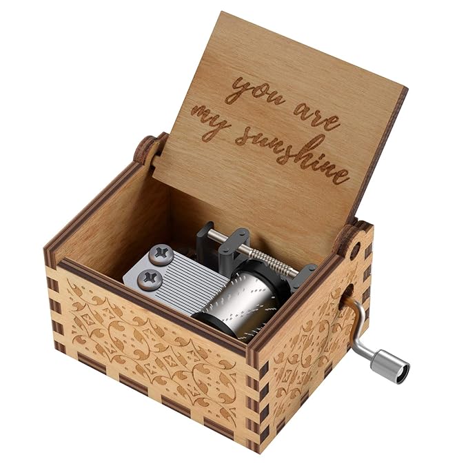 You are My Sunshine Wood Music Boxes,Laser Engraved Vintage Wooden