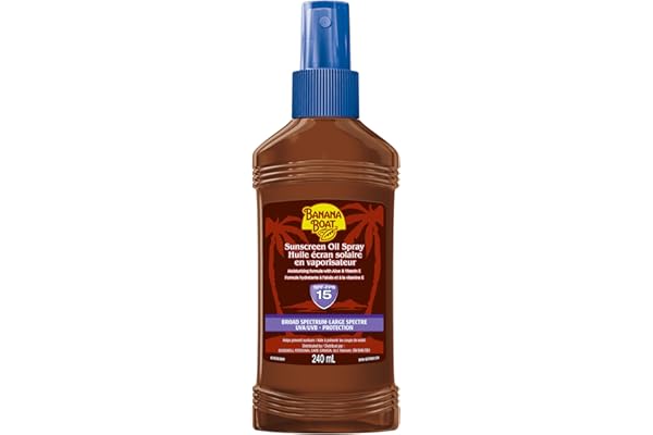 Banana Boat Sunscreen Tanning Oil Spray, SPF 15 | Water Resistant | With Aloe and Vitamin E, 240 mL