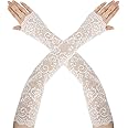 AEYURUID Long Lace Gloves Fingerless, Lace Sleeves, Lace Gloves Women Tea Party Wedding, Bridal Sleeves