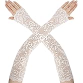 AEYURUID Long Lace Gloves Fingerless, Lace Sleeves, Lace Gloves Women Tea Party Wedding, Bridal Sleeves