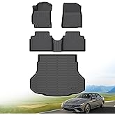 Hutisya-Floor Mats & Cargo Liner Set Fit for 2021-2026 Hyundai Elantra & Elantra N (Not for Hybrird) All Weather Protection Anti-Slip & Durable TPE Full Set Liners Automotive Accessories-Black