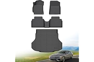 Hutisya-Floor Mats & Cargo Liner Set Fit for Hyundai Elantra 2021-2025 & Elantra N (Not for Hybrird) All Weather Protection Anti-Slip & Durable TPE Full Set Liners Automotive Accessories-Black