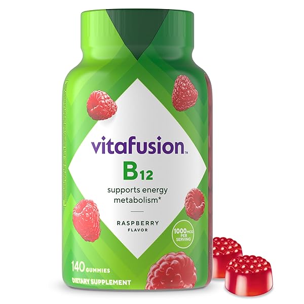 VITAFUSION VITAMIN B12 GUMMY VITAMINS FOR ENERGY METABOLISM SUPPORT, RASPBERRY FLAVORED, AMERICA’S NUMBER 1 GUMMY VITAMIN BRAND, 70 DAY SUPPLY, 140 COUNT