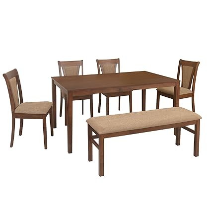 @Home by Nilkamal Jewel 6 Seater Dining Table Set (Walnut)