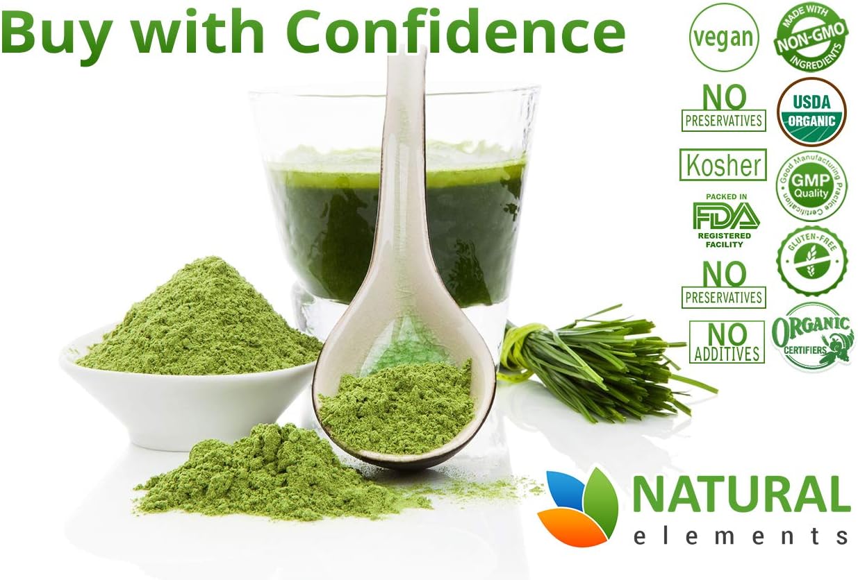Wheatgrass Powder - USDA Certified Organic Wheat Grass Powder That Is Rich In Essential Amino Acids, Chlorophyll, Antioxidants, Fatty Acids, Minerals & Vitamins - US Grown - Vegan & Non-GMO Superfoods: Health & Personal Care
