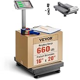 VEVOR Computing Digital Platform Scale 660 lbs Load Stainless Steel | 0.1 lbs Accuracy Floor Scale with LB/KG, Tare, Price Calculator, High-Definition Display for Boxes, Luggages, FCC Listed