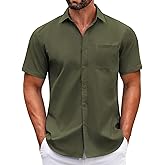 COOFANDY Mens Short Sleeve Casual Button Down Shirts Summer Untucked Dress Shirts with Pocket