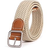 LEEXTON Braided Elastic Belt for Women Canvas Casual for Pants Belt for Jeans 1.3" Wide