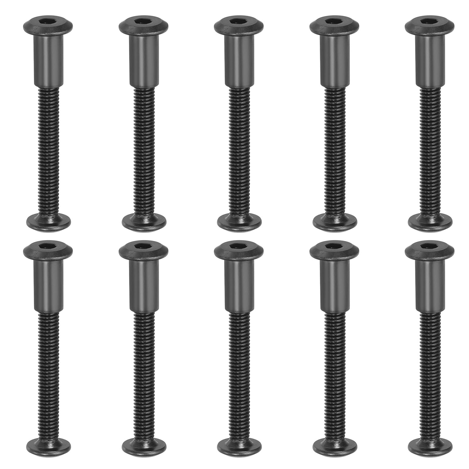 PATIKIL M6 x 45 mm Hex Chicago Screws, 20 Set Binding Screw Posts Connecting Hex Drive Socket Cap Bolt Nuts for Scrapbook Leather Belt Album Photo Furniture Repair, Black