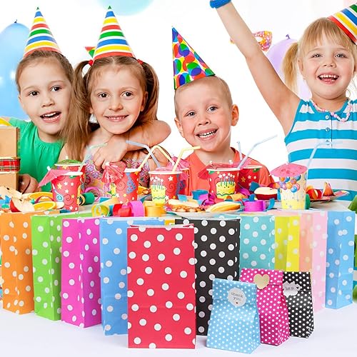 ADIDO EVA Small Bright Color Paper Bags Rainbow Polka Dot Lunch