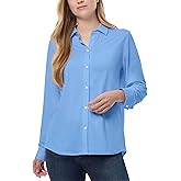 Jones New York Women's Petite Collared Button-Front Shirt (Blue Horizon, Petite Medium)