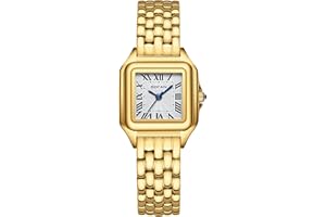BOFAN Small Gold Watches for Women Easy Reader Ladies Quartz Wrist Watch with Stainless Steel Band,Roman Dial,Water Resistant,Bracelet Adjuster Included