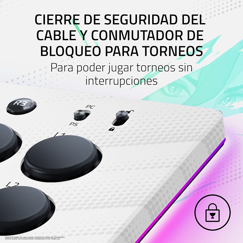 Kitsune 2XKO Edition - Mando arcade óptico con todos los botones para PS5 y PC - diseño con 4 botones de movimiento precisos - interruptores ópticos lineales planos | 2XKO