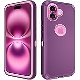Asuwish Phone Case Compatible with iPhone 16 Plus 6.7 inch Cell Cover Hybrid Shockproof Protective Drop Proof Full Body Heavy Duty Mobile Accessories 16+ 5G i i16 + iPhone16 16Plus Purple