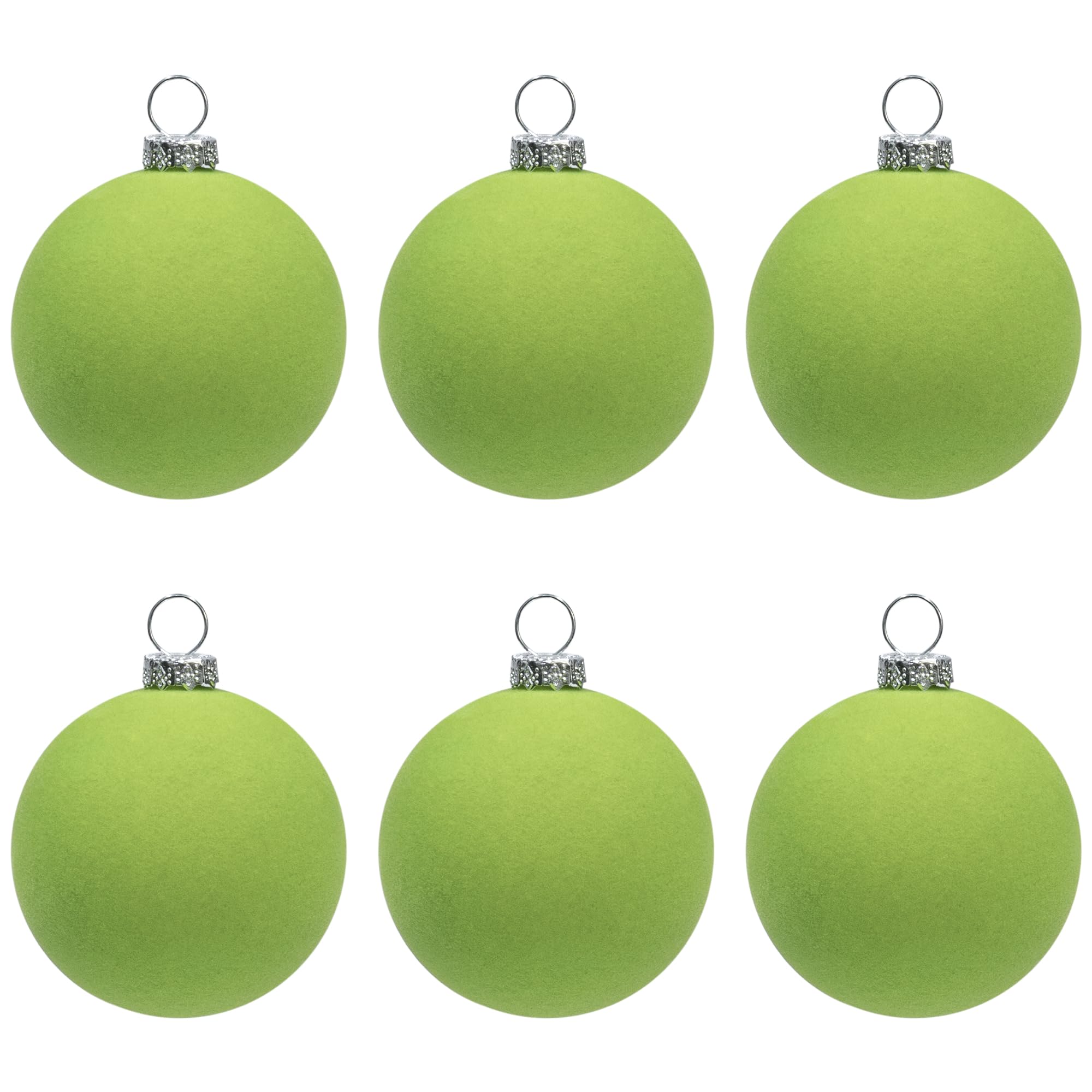 KI Store Green Velvet Ball Ornaments 6pcs 6cm for Party Christmas Tree Baby Shower First Christmas Decorations