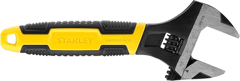 Stanley 090947 MaxSteel Adjustable Wrench 6 Inch Black Bi-Material Handle