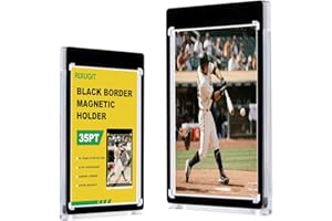 RIXUGIT 10-Pack Black Border Magnetic Card-Holder - 35pt One Touch Card Holder, Magnetic Card Case, Card Protector for Game, Baseball Sports Cards, Fit for Standard Cards Storage and Display