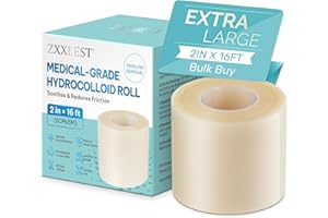ZXXBEST Hydrocolloid Roll for Wound Care, 2in*16ft Medical Grade Hydrocolloid Bandages Large Liquid Bandage for Skin, Hydrocolloid Patch Tape Dress Waterproof Bandaid Pimple Patch Roll for Acne Burn Blisters