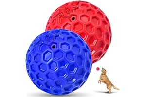 CHEODIN 2 Pack Indestructible Squeaky Dog Balls for Aggressive Chewers, Interactive Dog Toys for Teething, Relieving Anxiety. Chew Toy for Large, Medium Breeds, Outdoor Rubber Balls.