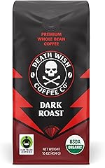 Death Wish Coffee, Organic and Fair Trade Dark Roast Whole Bean Coffee, 16 oz