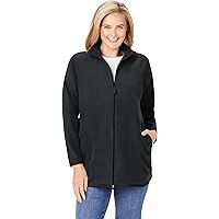 Woman Within Women's Plus Size Zip-Front Microfleece Jacket Fleece