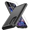 for Motorola Edge 2022 Case, Moto Edge 2022 Heavy Duty Case with Screen Protector, Military Grade Drop Proof Cover, Dual Layer Rugged Protective Shell (Black)