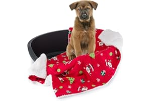 Celebright Christmas Pet Blanket - Luxury Plush Fleece Throw for Dogs Cats or Puppies - 72cm x 110cm - Xmas Design, Machine Washable, Winter Warm, Fluffy & Tough -Santa Red