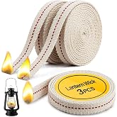 Sukh Oil Lamp Wicks - 3 Rolls 1/2" Flat Cotton Wick with Red Stitch | Replacement Wicks for Kerosene Lanterns, Torches, Hurricane Lamps &amp; Vintage Oil Burners &amp; Halloween Decor, 19.7 Ft Total