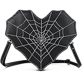 SUKUTU Women Heart Shaped Shoulder Bag Spider Web Gothic Style Backpack Novelty Gothic Leather Crossbody Bag