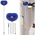 Max 66'' Ceiling Fan Cleaner Duster Reusable Microfiber Ceiling Fan Blade Cleaner Removable Duster with Extension Pole for Cleaning Walls Bookshelves Furniture Door Window Top, Jewel Blue, 1 Pack