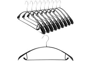 Nature Smile Non Slip PVC Coating Sweater Hangers,Dress Suit Coat Hangers,Wide Shoulder Bump Free Golf T Shirts Clothes Hangers (Black Color 10 Pack)
