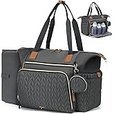 Tonyeee Diaper Bag Tote, Large Baby Diaper Bags Waterproof, Hospital Bag for Labor Delivery with Pacifier Case, Changing Pad, Shoulder Strap, Dark Gray