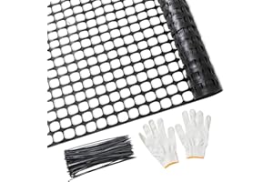 PotatoLife Plastic Mesh Fence Safety Fence, 4'x100' Roll with 100 Zip Ties, Resuable Temporary Netting for Garden Fencing, Construction, Snow Fencing, Animal Barrier, Poultry, Deer, Patio, Black