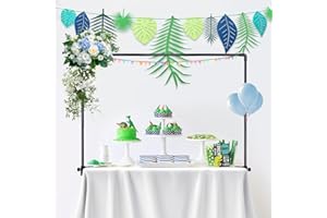 HIEDUYT Over The Table Rod Stand with Clamps, 31-95”Length, Adjustable Metal Table Arch Stand Decorated Arch for Party, Birthday, Wedding, Halloween, Christmas, Black