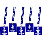 Hall Pass Lanyards with Card Passes, Unbreakable School Classroom Passes Set for Teacher Parents (Hall Bathroom Library Office &amp; Nurse),5 Pcs (Boys Restroom)
