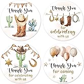 80 pcs 2 Inch Cute Cowboy Baby Shower Thank You for Celebrating with us Sitcker, Thank You for Coming Stickers Baby Shower, Cowboy Party Favors Label