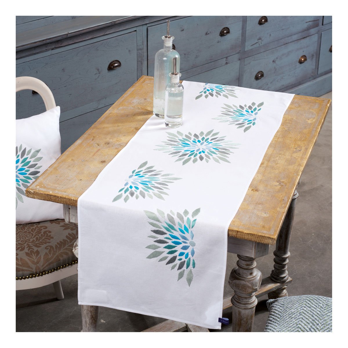 Vervaco Embroidery: Runner: Modern Flowers, 100% Cotton, Multi-Colour, 40 x 2 x 20 cm