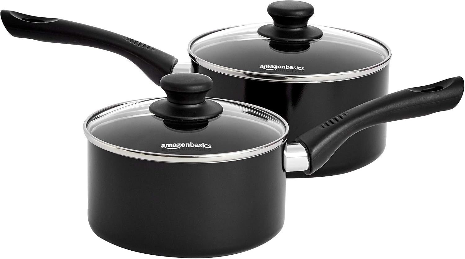 Amazon Basics 5-Piece Non Stick Induction Cookware Set, Including Frying Pan, Saucepan and Casserole with Lids, Black - Image 5