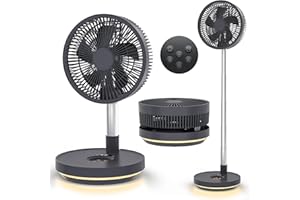 Primevolve 10 inch Oscillating Fan, Battery Operated Fan Adjustable Height, USB Rechargeable Home Office Outdoor Camping Tent Travel, Dark Gray
