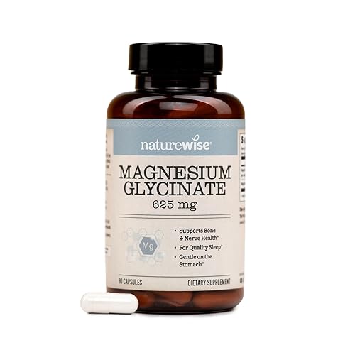 NatureWise Magnesium Glycinate 625 mg - Equal to 125 mg Elemental Mg - Chelated Magnesium Glycinate for Sleep, Relaxation, Muscle & Bones* - Gentle on Stomach, Vegan - 90 Capsules[90-Day Supply]