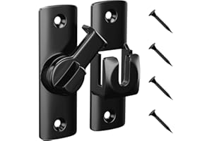 MaozyHomie Flip Door Latch, 90/180 Degree Barn Door Latch, Black Right Angle Door Lock Latch, Flip Gate Latches Hardware, Sliding Door Latch Lock for Cabinets, Bathroom, Barn Door, 1 Pack