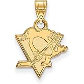 10k Yellow Gold Pittsburgh Penguins Pendant Necklace with Skating Penguin Logo Charm, Official NHL Jewelry for Sports Fans, Unisex Hockey Team Pendant, Game Day Collector Statement Accessory