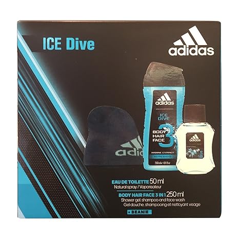 adidas ice dive Geschenkset (Eau de toilette 50ml, Body hair face 3in1 shower gel, shampoo & face wash 250ml)