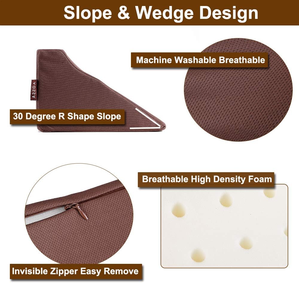 Wedge Pillow for Sleeping Side Body Positioner Bed Wedge Foam Positioning for Back Pain Triangle Adults Acid Reflux Angled Snoring 30 Degree After Surgery Medical Support Slanted Bed Sore Bolster: Kitchen & Dining