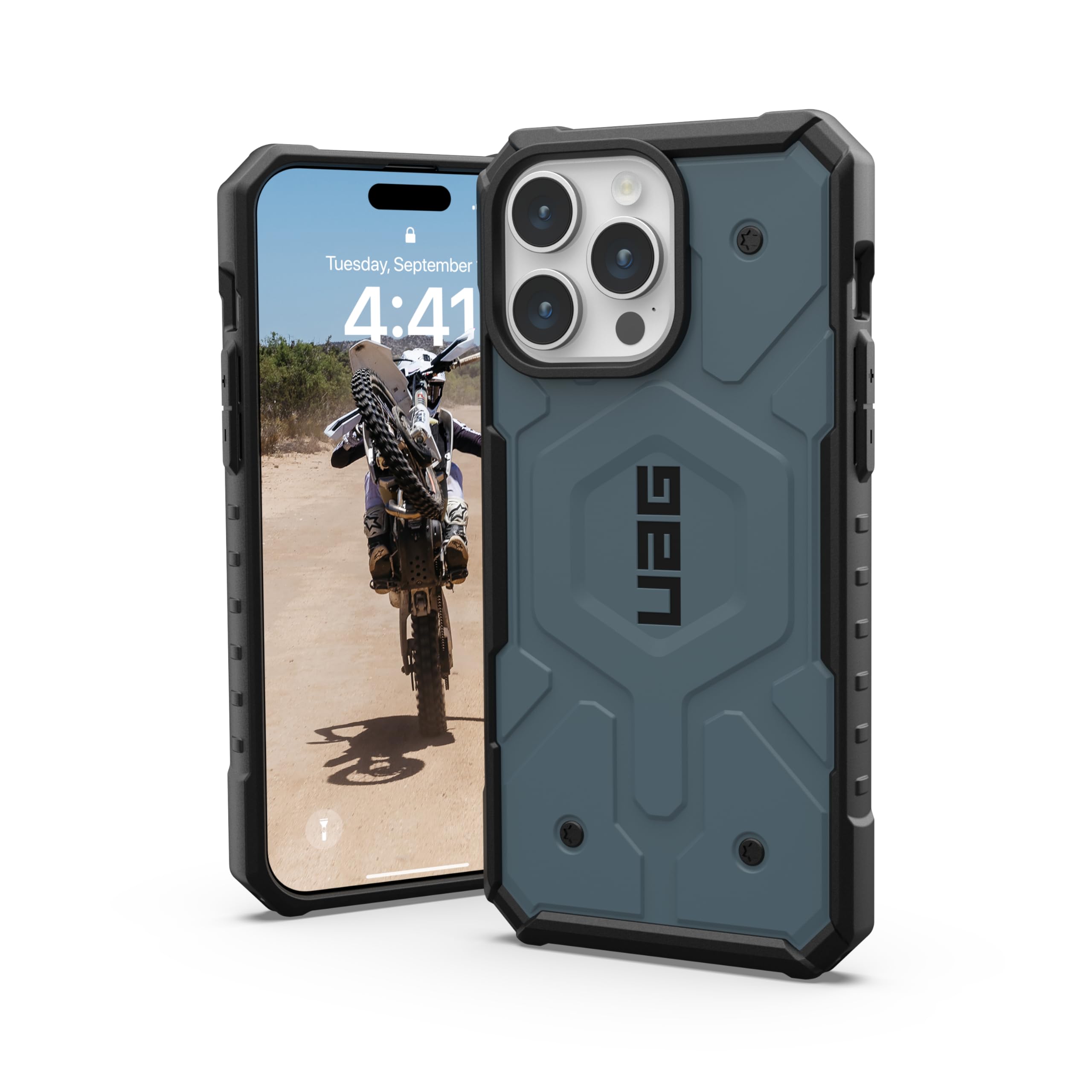 URBAN ARMOR GEAR UAG Case [Updated Ver] Compatible with iPhone 15 Pro Max Case 6.7" Pathfinder Cloud Blue Built-in Magnet Compatible with MagSafe Charging Rugged Military Grade Protective Cover