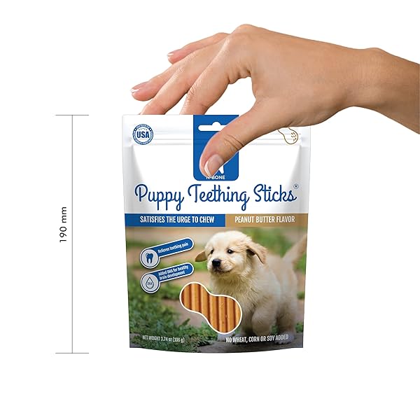 N-BONE PUPPY TEETHING STICKS PEANUT BUTTER FLAVOR, 3.74-OZ BAG