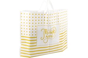 Camtoms Thank You Bags with Handles | Plastic Shopping Bags for Small Business | Large Plastic Bags with Handles | Retail Bags | Boutique Bags | Plastic Gift Bags | 19x15 60 Pack White 3 Mil