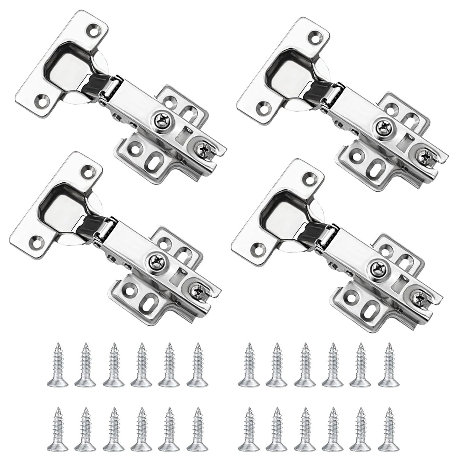 YUNYU 4-Pack Soft Close Mute Hinges, Full Overlay Cabinet Hinges with Screws for Kitchen, Bathroom, Bedroom Cupboard